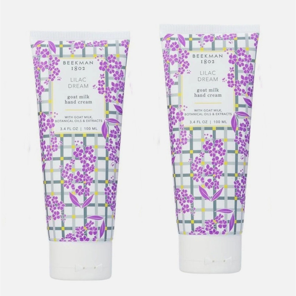 Beekman 1802 Hand Cream Enriched with Goat Milk 3.4 oz ~ Lilac Dream Duo